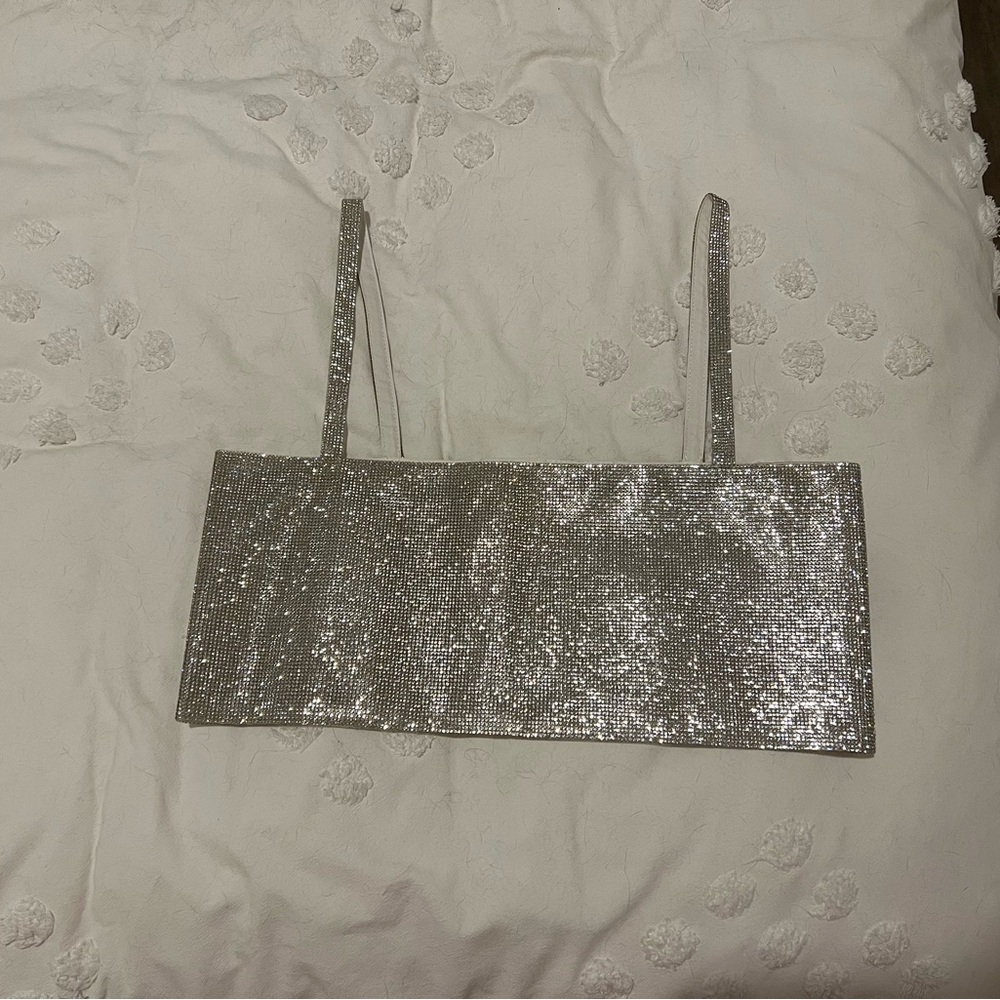 12th Tribe Silver Sparkle Crop Top